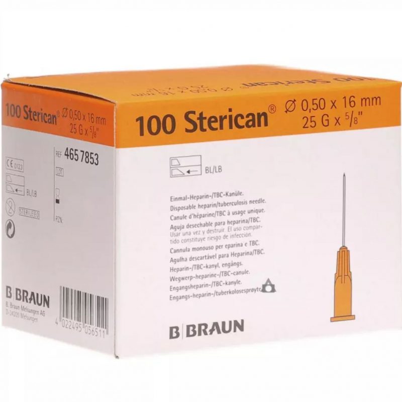 Aguja hipodérmica Sterican 25G x 5/8", 0,50 x 16mm 100uds