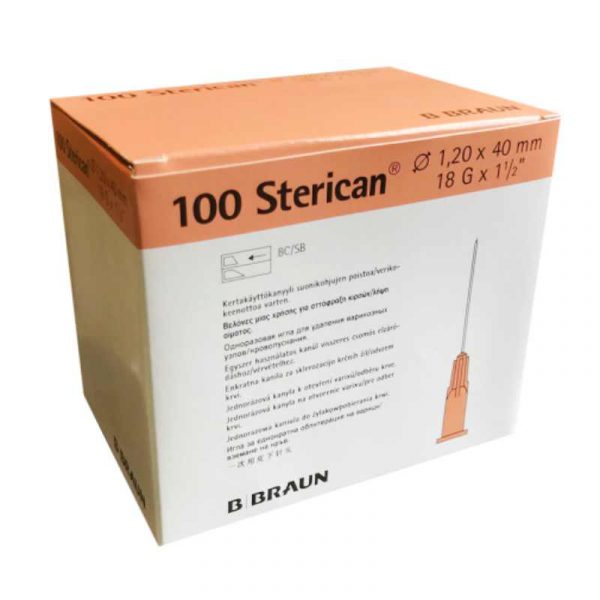 Aguja hipodérmica Sterican 18G x 1 y 1/2", 1,20 x 40 mm. (100 uds)