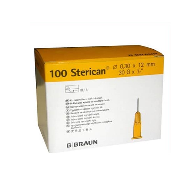 Aguja hipodérmica Sterican 30G x 1/2, 0,30 x 12 mm. (100 uds)