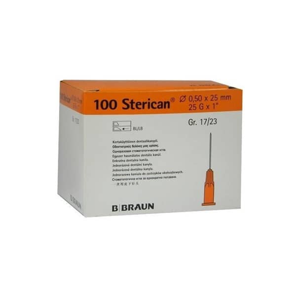 Aguja hipodérmica Sterican 25G x 1″, 0,50 x 25 mm. (100 uds)