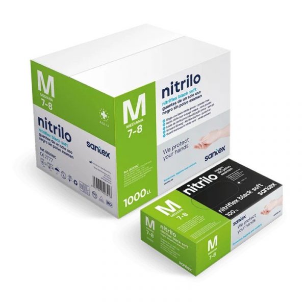 Guantes nitrilo negro sin polvo 3,5grs (10x100uds)
