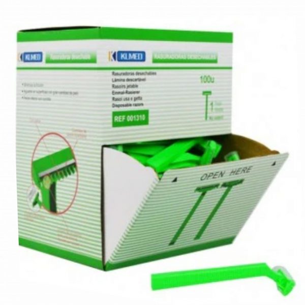 Rasuradora verde 2 Hojas Caja 100 Uds