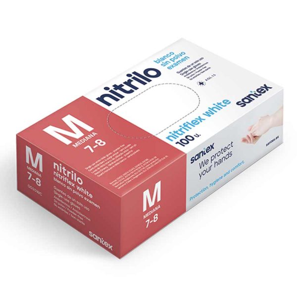 Guantes de nitrilo blanco santex gr 3,5 100uds
