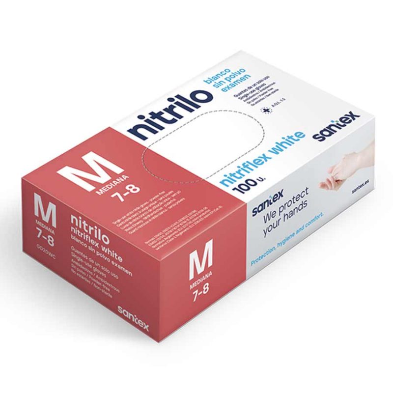 Guantes de nitrilo blanco santex gr 3,5 100uds