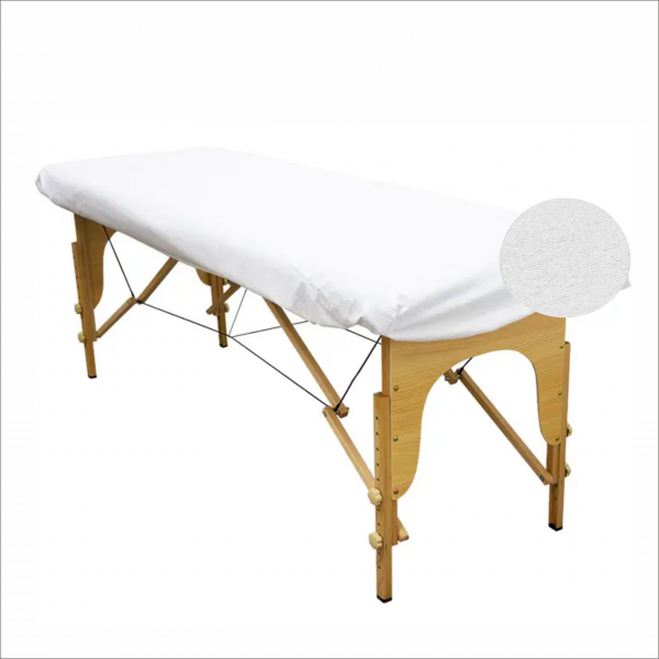 Funda de rizo ajustable blanca para camilla 80x210cm