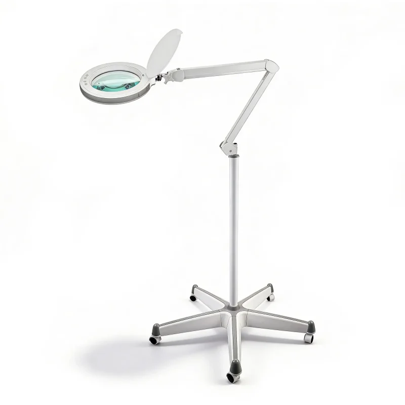 Lampara LED con lupa WIDEN plus de 5 aumentos con base rodante para estetica